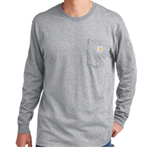 Carhartt Mens Workwear Shirt Sz 2XL Loose Fit Heather Gray Long Sleeve Crew Neck - Picture 1 of 8